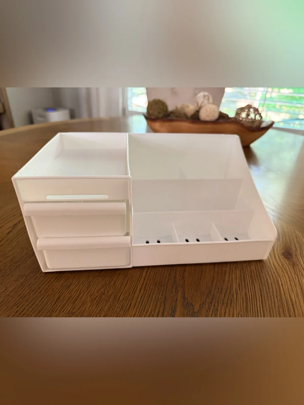 White Makeup Organizer with Drawers – Vanity Bathroom Desk Storage
